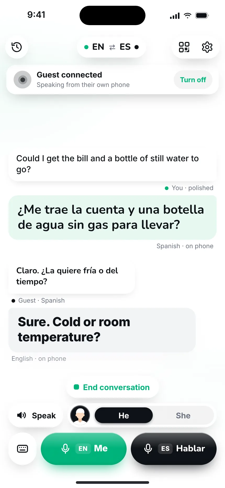By QR, no install — guest connected