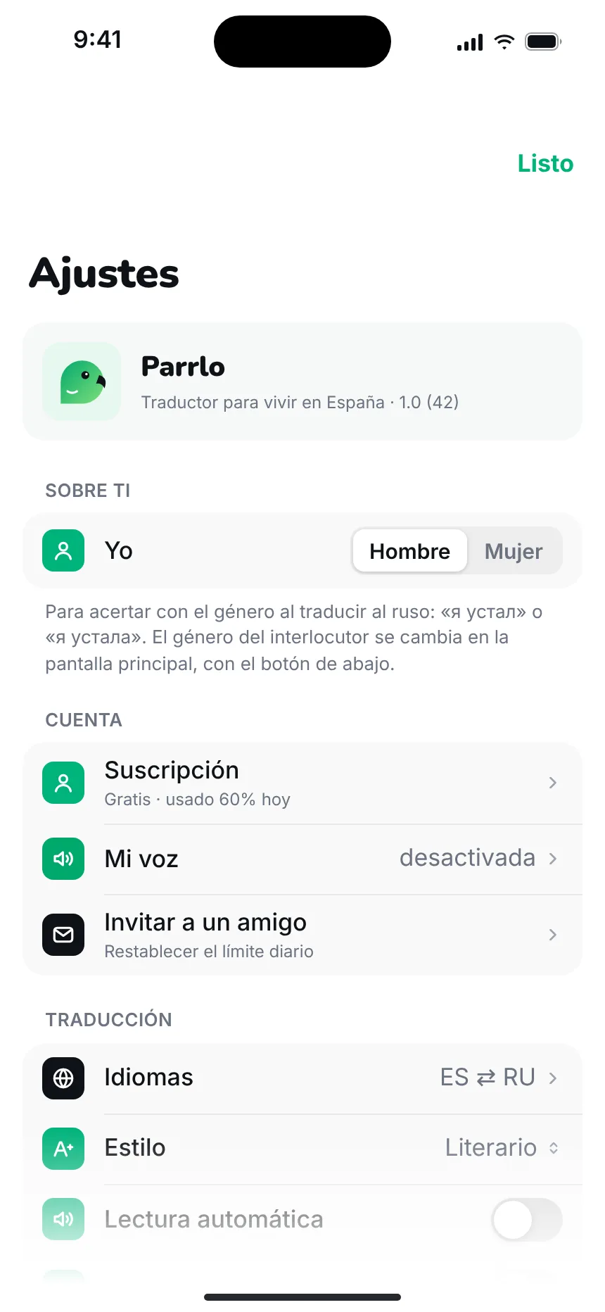 Sin red — settings