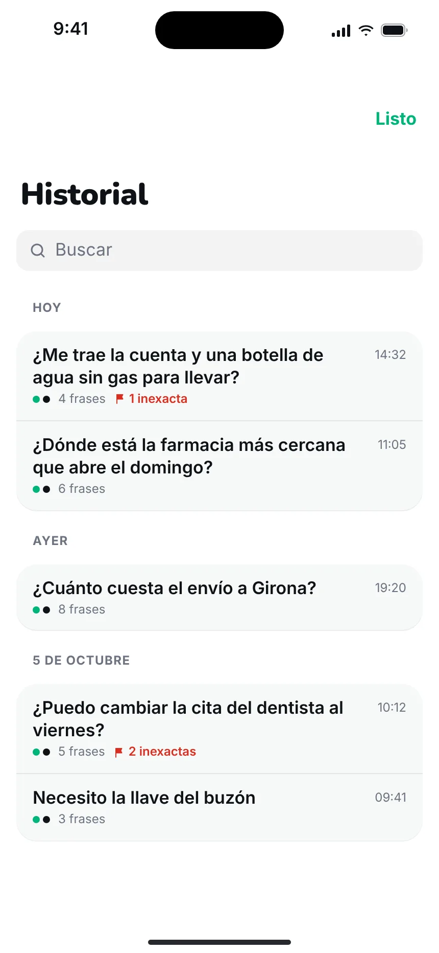 Historial — history